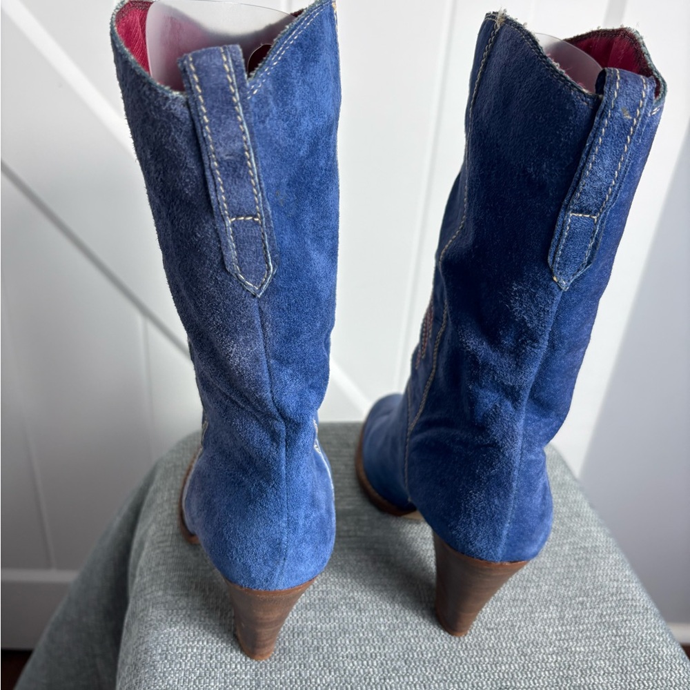 Nine West Blue Suede Heeled Boots - Picture 2 of 10